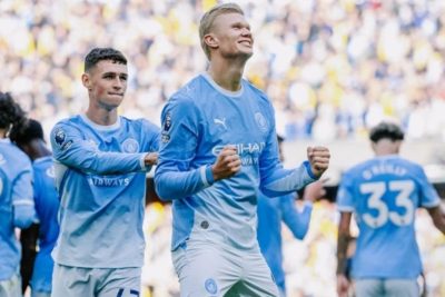 Dua gol Erling Haaland bantu Manchester City menang 3-2 atas Ipswich