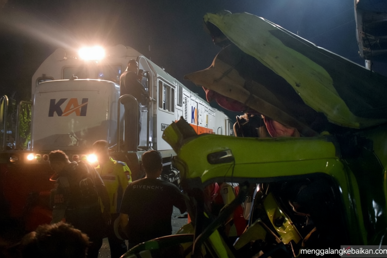 Truk mogok ringsek ditabrak KA Dhoho di Blitar