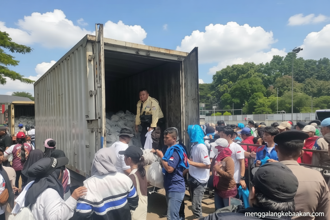 Massa buruh May Day di Monas dapat sembako dari Presiden