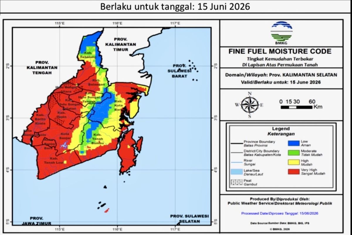 BMKG: Kalsel didominasi zona merah karhutla pada Senin