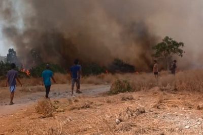 Kebakaran lahan di Jakut diduga akibat api dari puntung rokok